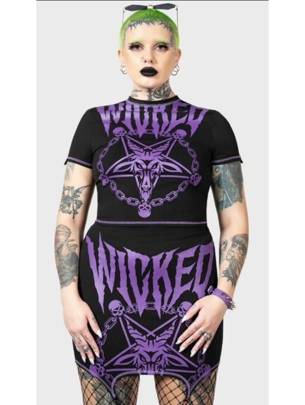 Killstar Charnel Top Purple & Black Detachable Sleeves Women's Sz Small NEW